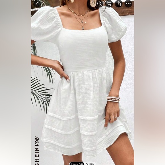 NWT - White dress 
Short Sleeve
Backless-Tie Back
High Waist 
100% Cotton - Picture 2 of 6